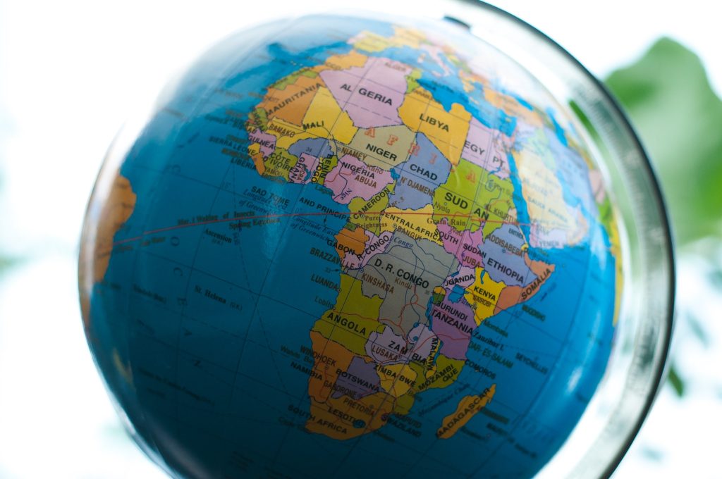 Africa on the globe map.